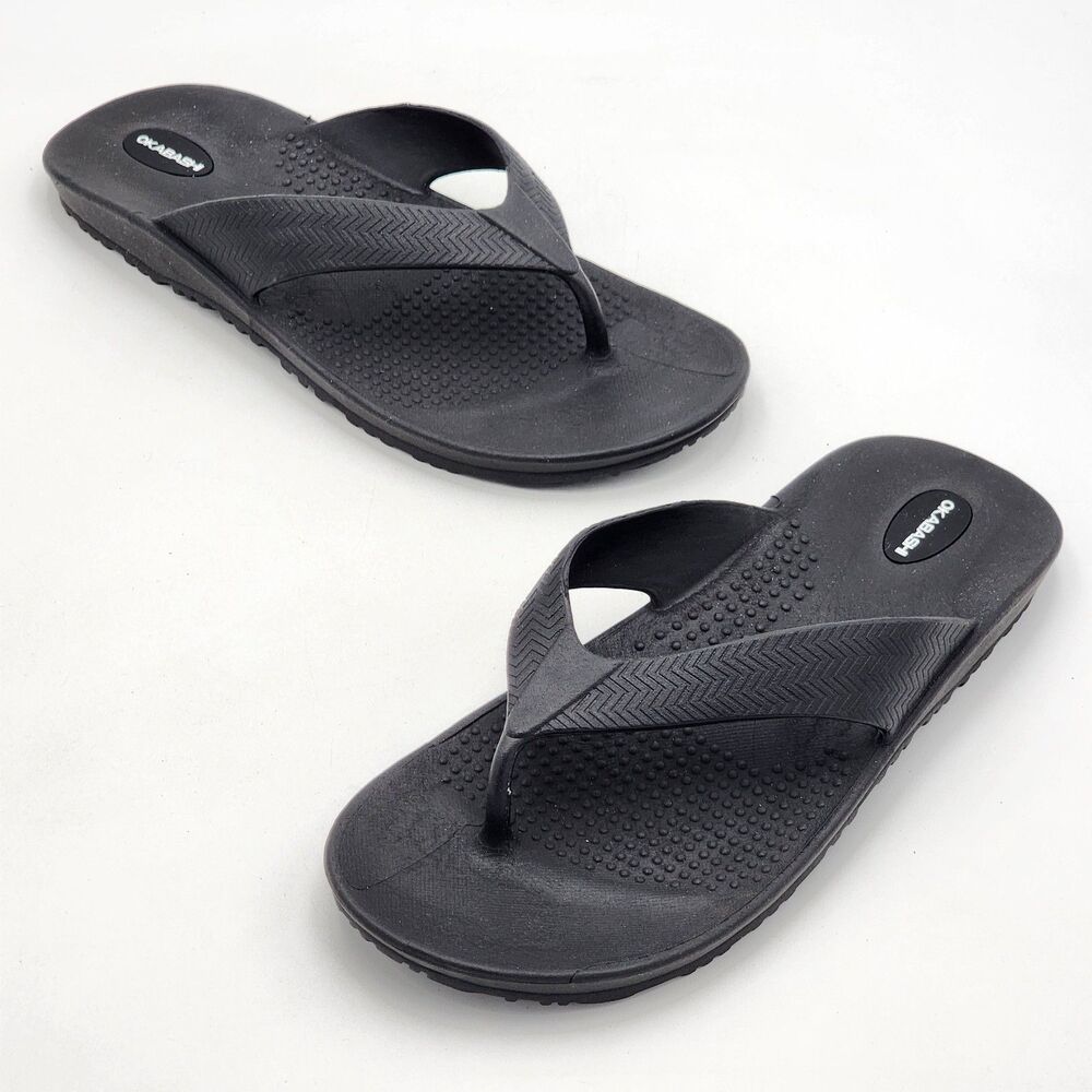 OKABASHI Surf Beach Flip Flops Slip On Sandals Black Men's Size XL 10.5-11.5
